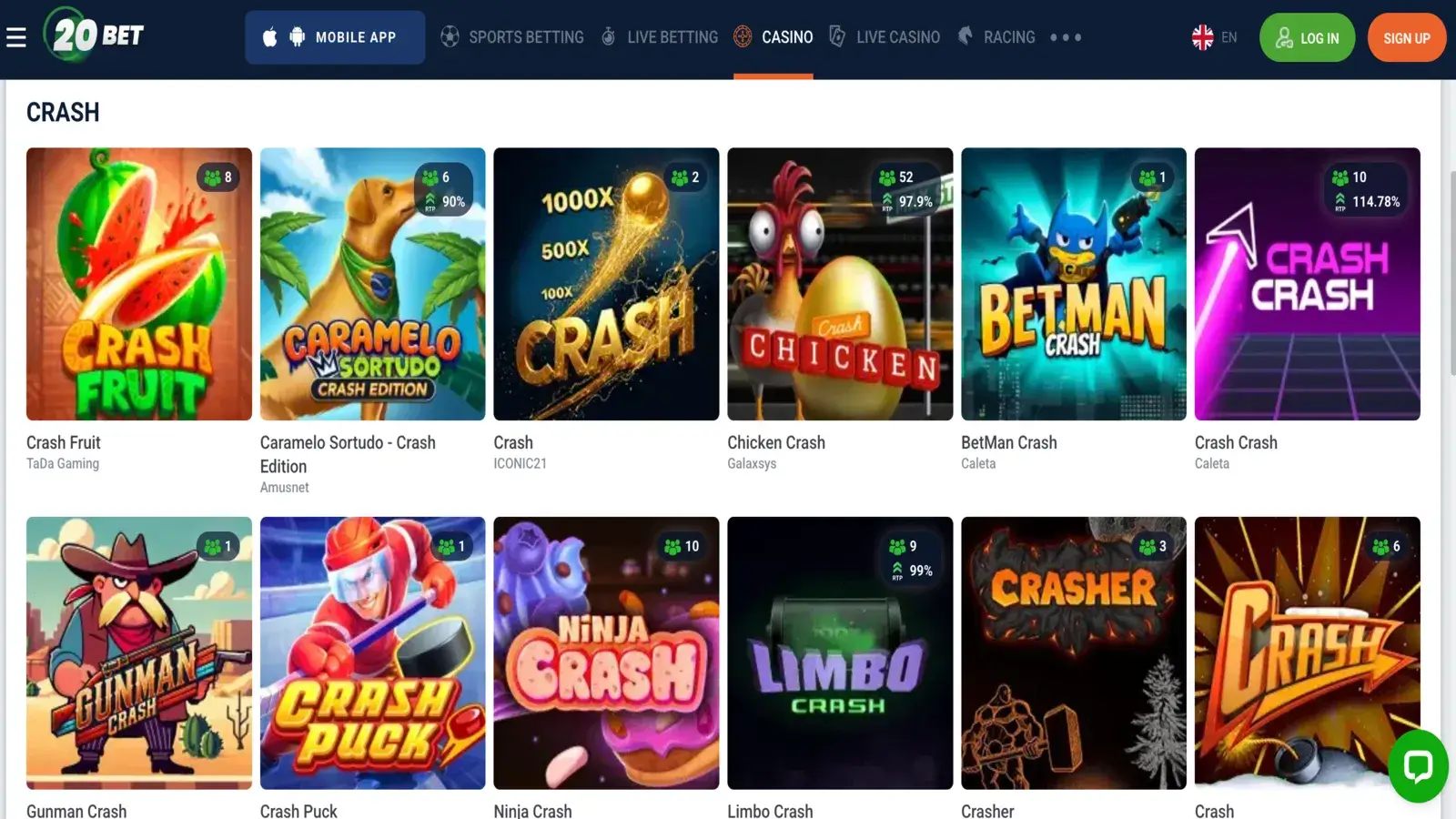 20Bet Crash Games