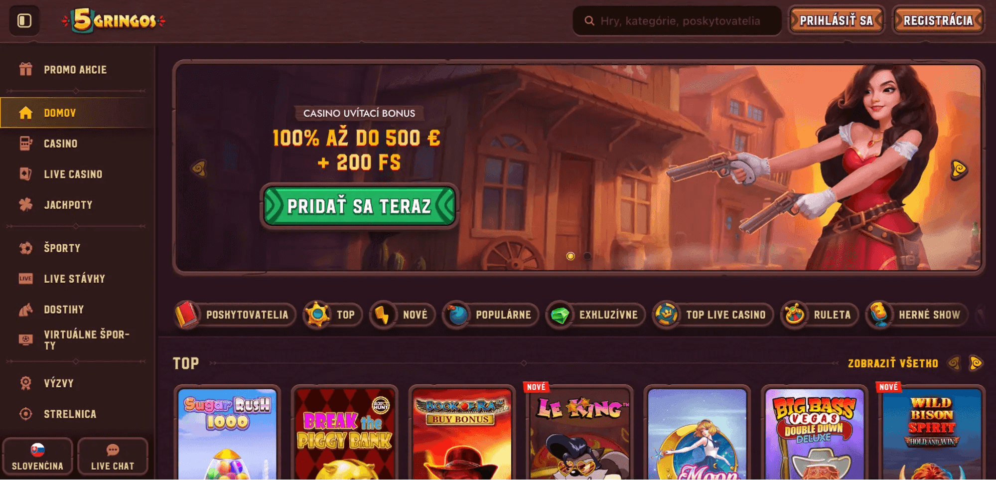 5 Gringos -Black Friday kasíno ponuky100 až do 500 € + 200 FS