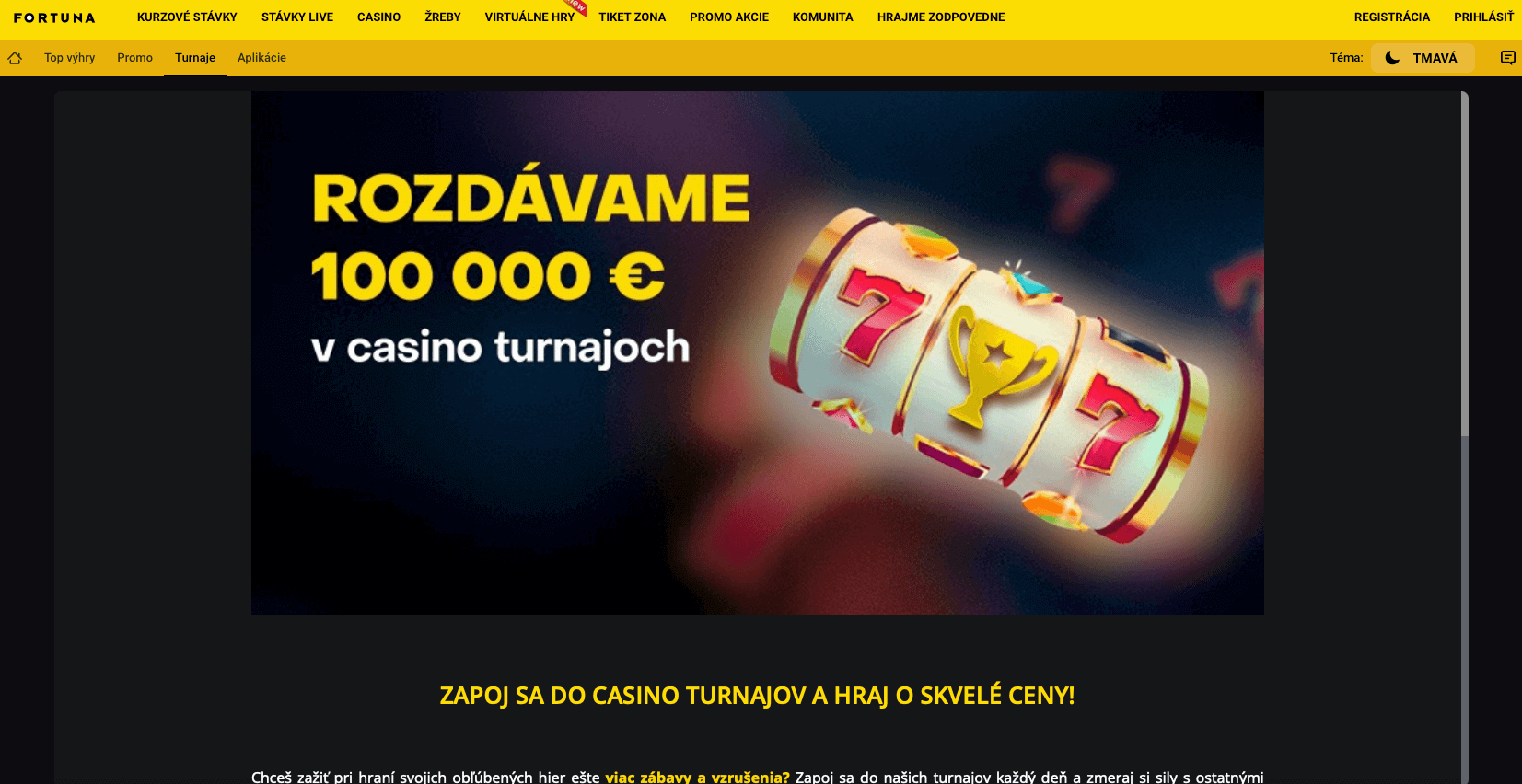 Mega Turnaje vo Fortune Rozdávame 100000 