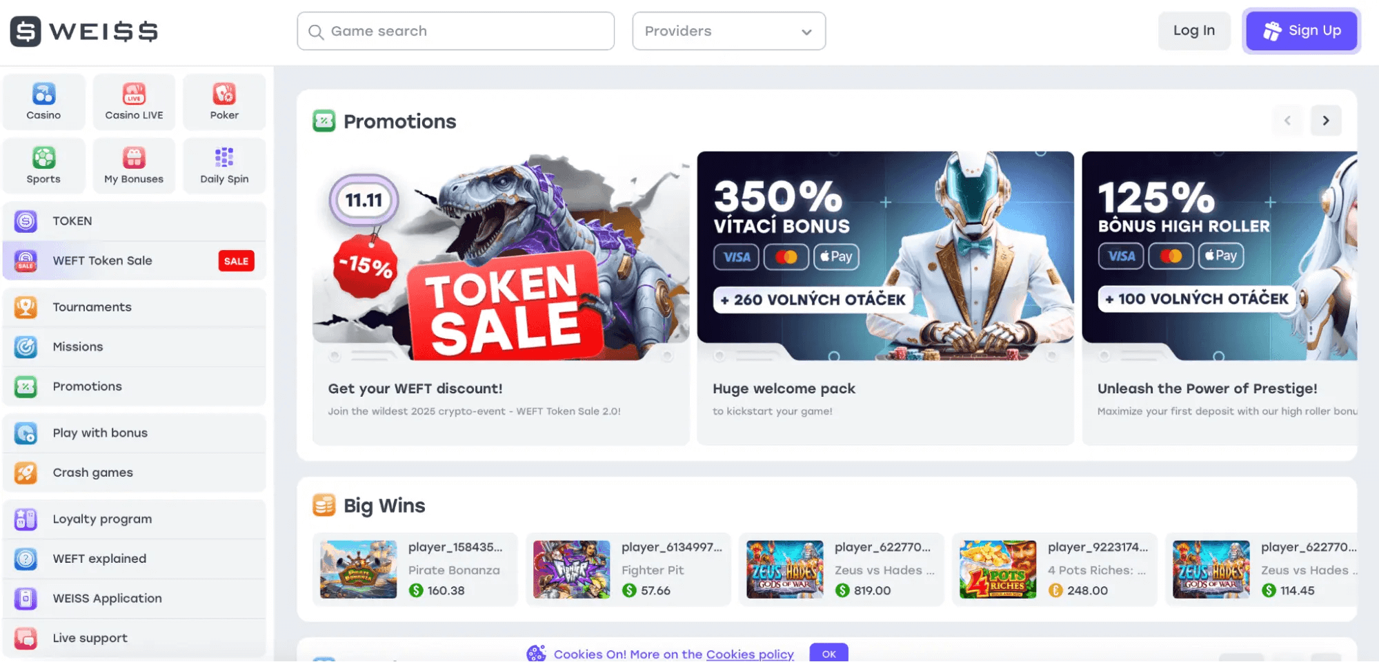 Weiss -Black Friday kasíno ponuky (350 uvítací bonus + 260 otočiek)