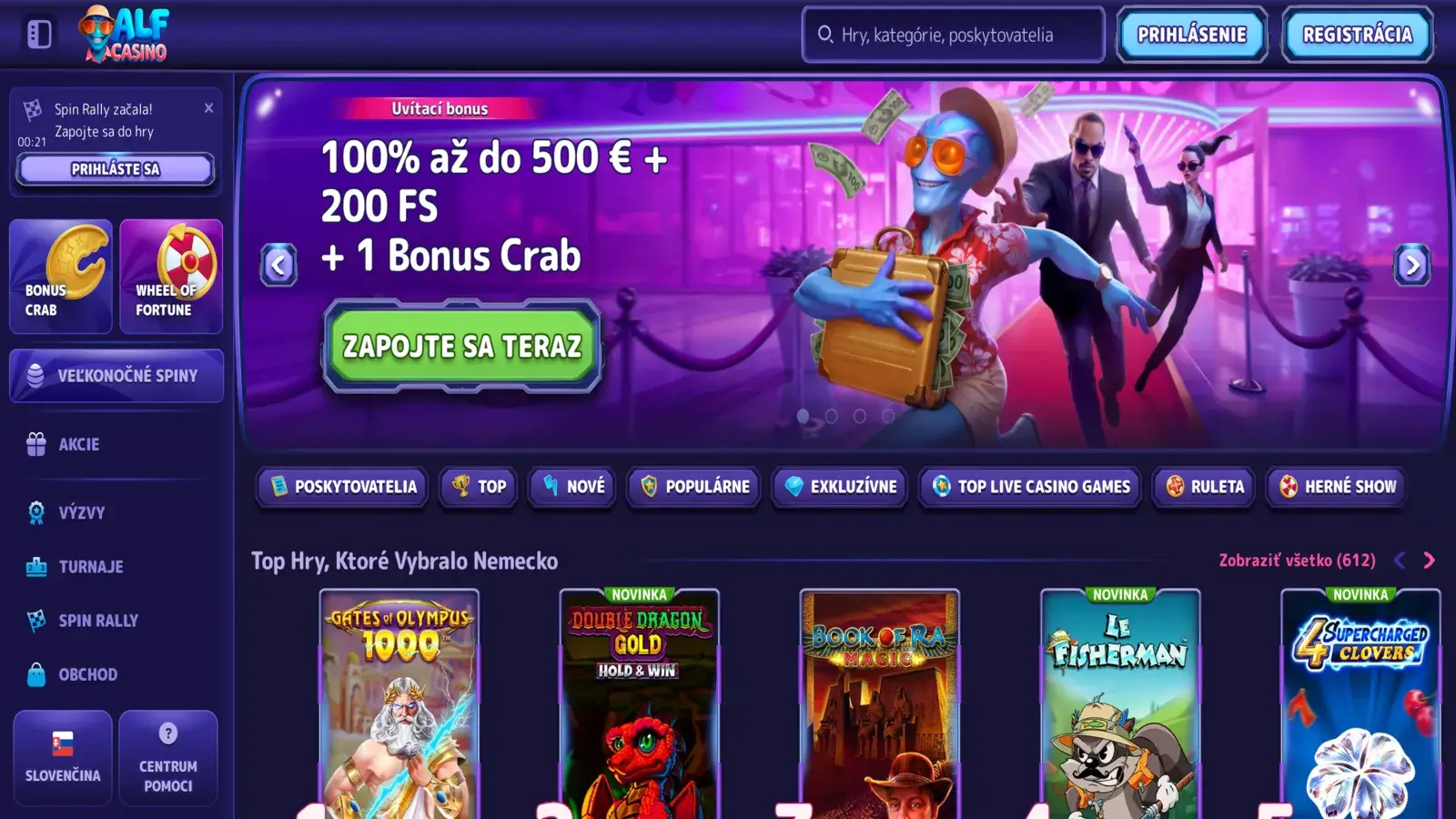 AlfCasino Domovská stránka