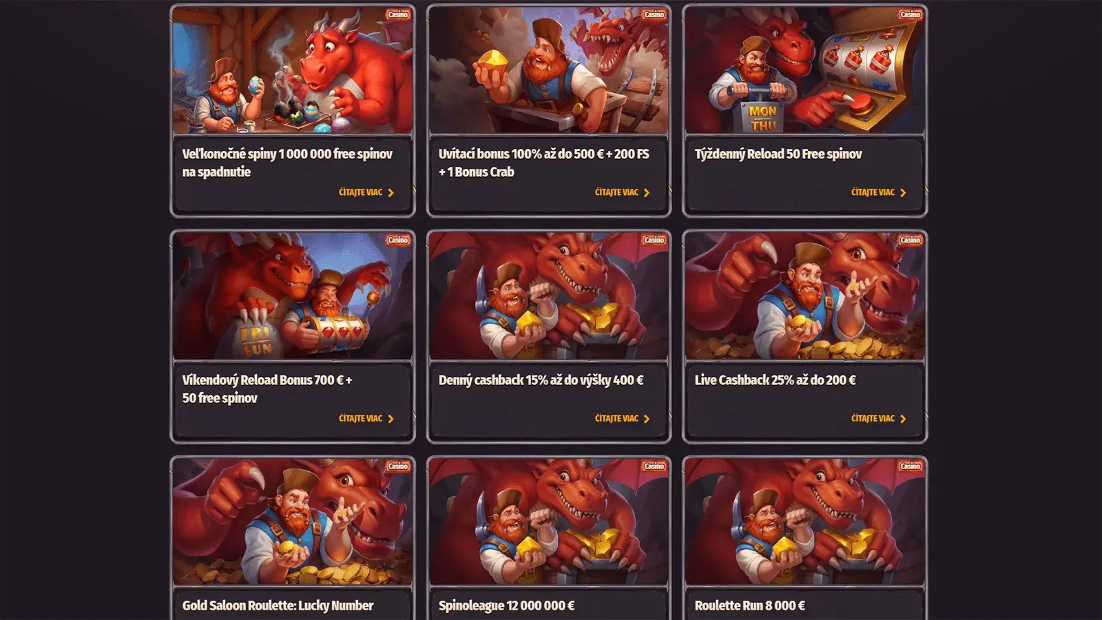 Bonusova ponuka kasina Dragonia na Slovensku