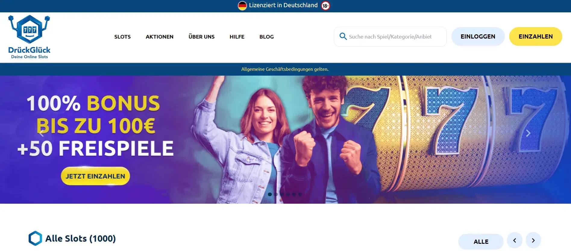 DrückGlück – online kasíno s 100 % bonusom až do výšky 100 € a 50 roztočeniami zdarma