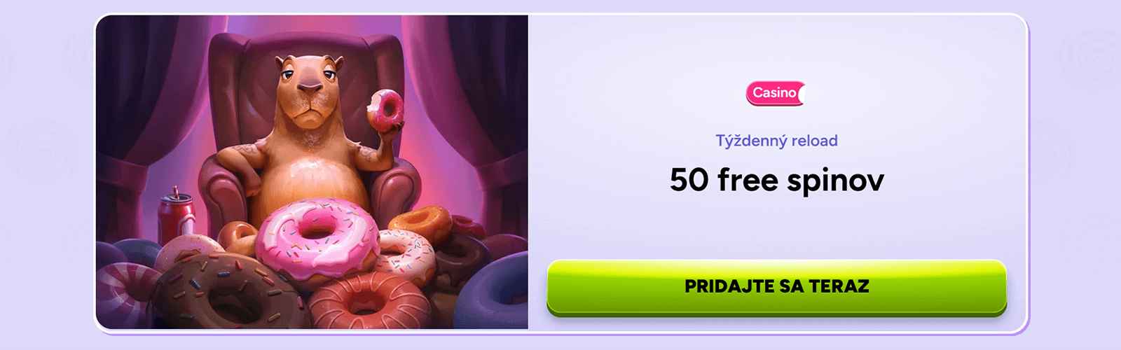 Reload bonus za vklad do kasína Spinbara