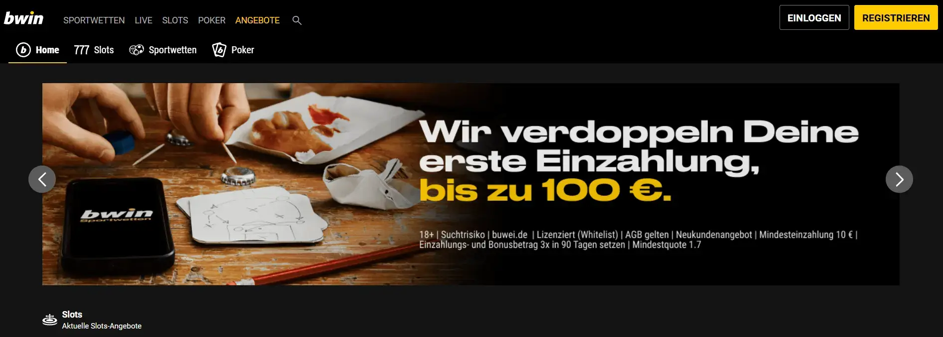 bwin – Zdvojnásobte svoj prvý vklad až do výšky 100 €