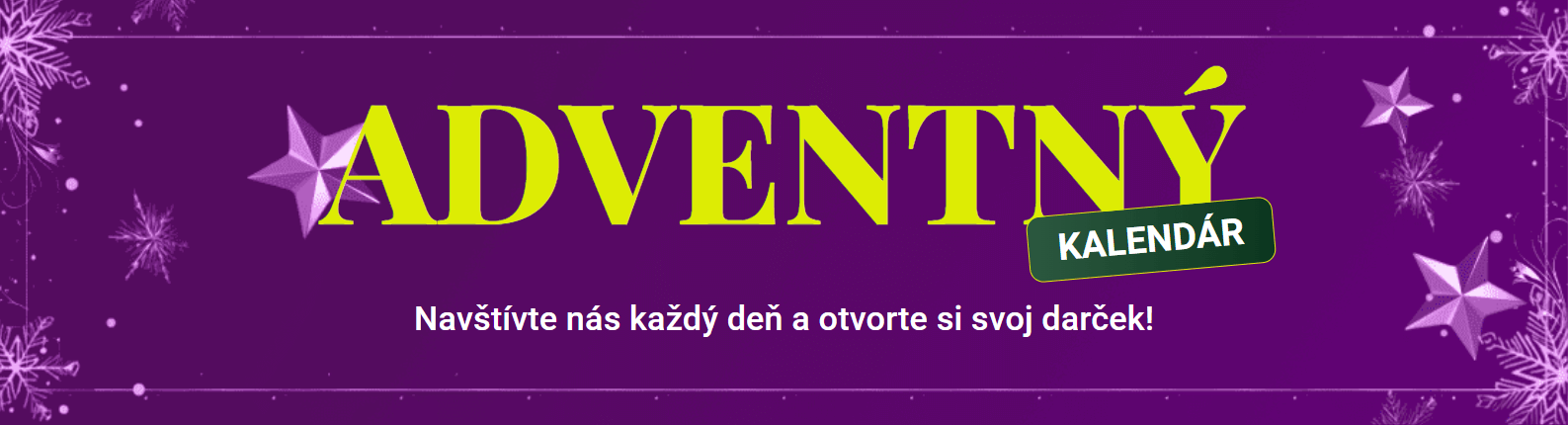 fialovy adventny kalendar s hviezdickami typicky pre vizual znacky spinbetter