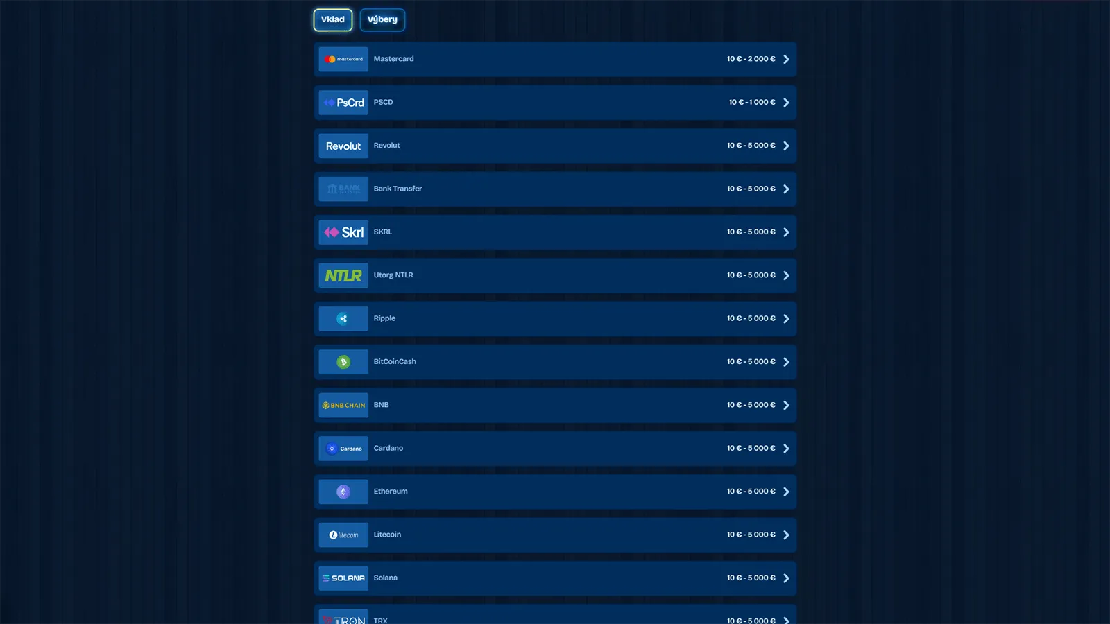 Metody vkladu v kasine DudeSpin na Slovensku