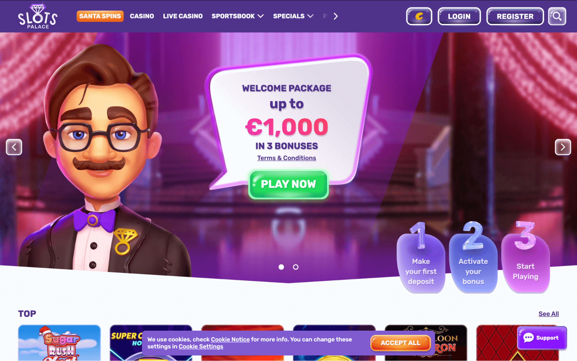 slots palace welcome package up to E in bonuses