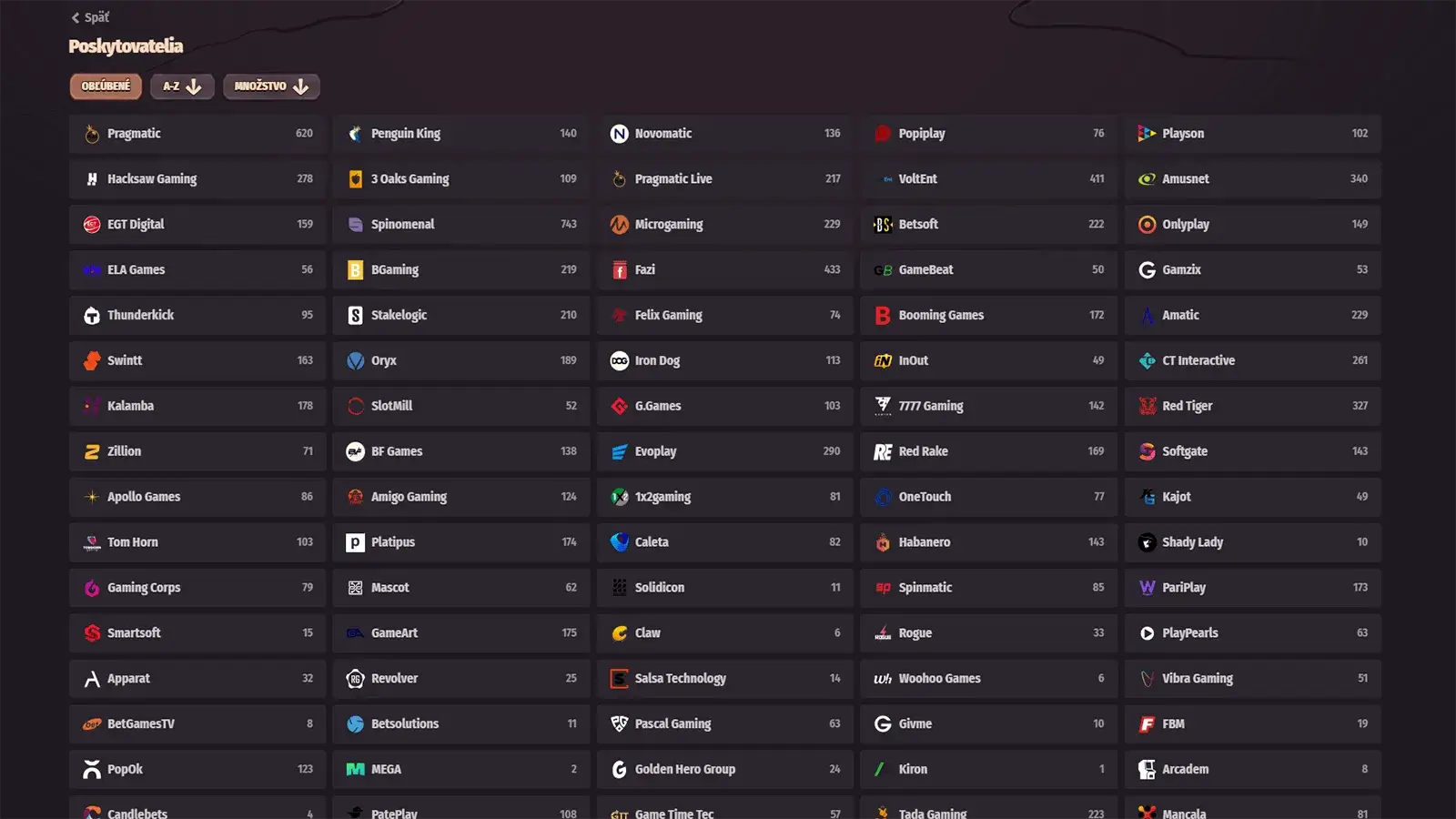 Vyber poskytovatelov hier v kasine Dragonia na Slovensku