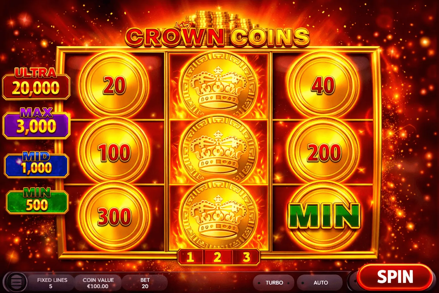 Výherné línie a jackpoty Crown Coins