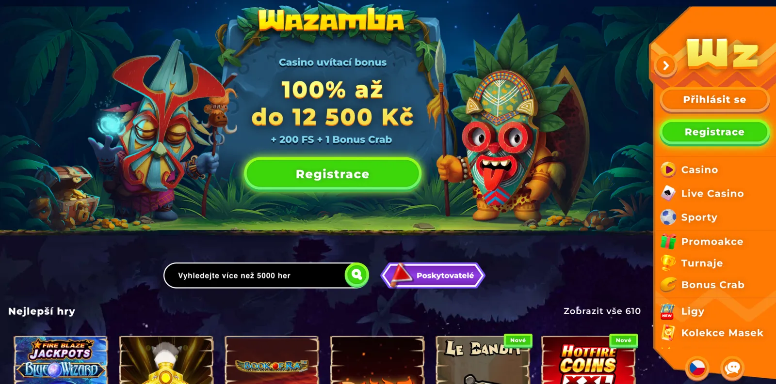 Wazamba Homepage